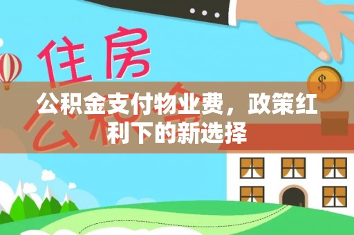 北部新区公积金支付物业费，政策红利下的新选择