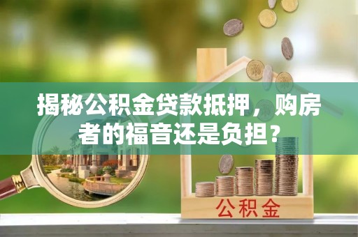北部新区揭秘公积金贷款抵押，购房者的福音还是负担？